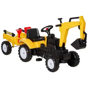 Escadeira Infantil com Buzina e Reboque Destacável, 6 Rodas, Aosom, Amarelo 110v