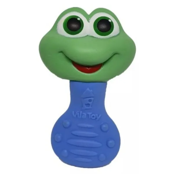 Chocalho Mordedor Macio C/ Barulho Suave Sapo Brinquedo Bebe Azul