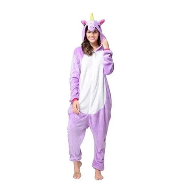 Pijama Unicórnio Infantil E Adulto Macacão Kigurumi Cosplay G / Lilás
