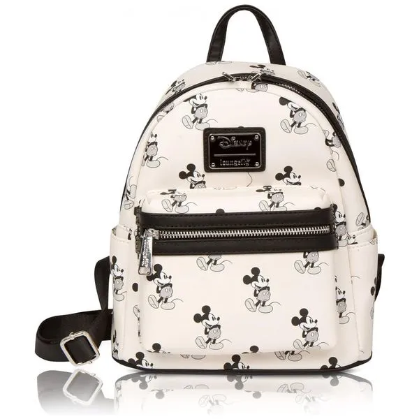 Mochila Escolar Infantil Loungefly Disney Mickey Mouse para Crianças a Partir de 6 Anos, Branca 110v