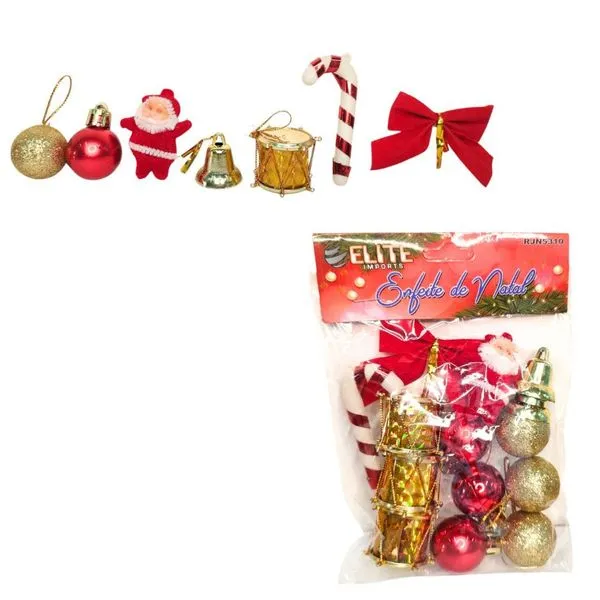 ENFEITE DE NATAL DE PLÁSTICO C/12PCS RJN5310