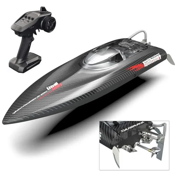 Barco de Controle Remoto para Adultos, Tamanho 63 cm com Sistema de Rádio Marítimo de 2.4Ghz e Velocidade Máxima de 50 km/h, Cheerwing, Preto