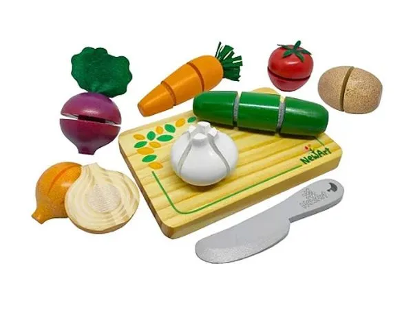 Kit 7 Legumes de Corte Com Tábua e Faquinha - NewArtToys