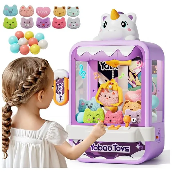 Máquina de Garra Vanvimen Roxa para Crianças com Som, Mini Arcade e Brinquedos, Vending Machine Infantil para Idades 3 a 8