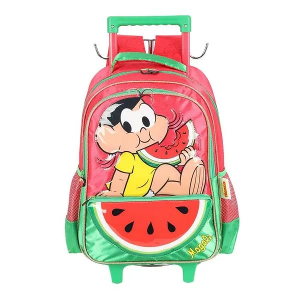 Mochila de Rodinha Com Alça Luxcel Turma da Mônica Vermelho Único