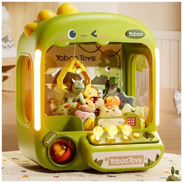 Máquina de Garra Dinossauro Vanvimen 64 PCS Grande para Crianças, Arcade Mini Vending Game com Brinquedos e Doces, Som e Luzes
