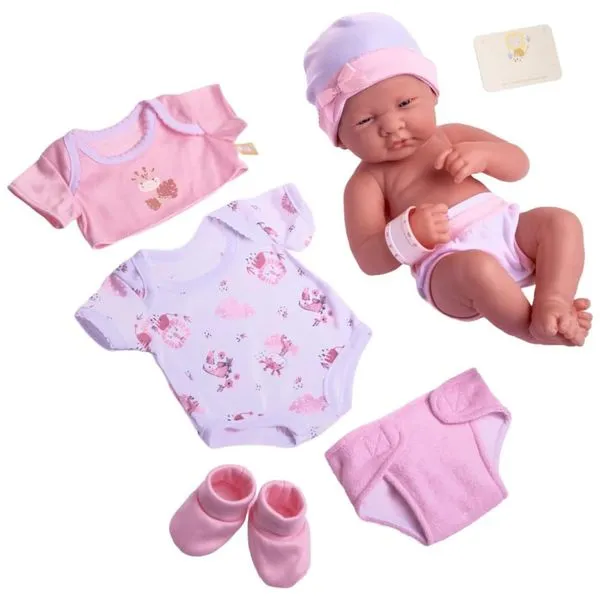 Bebê Recém-Nascido Newborn, Boneca para Bebê 8 peças JC Toys La Newborn Nursery 35 cm Boneca Realista com Acessórios Rosa