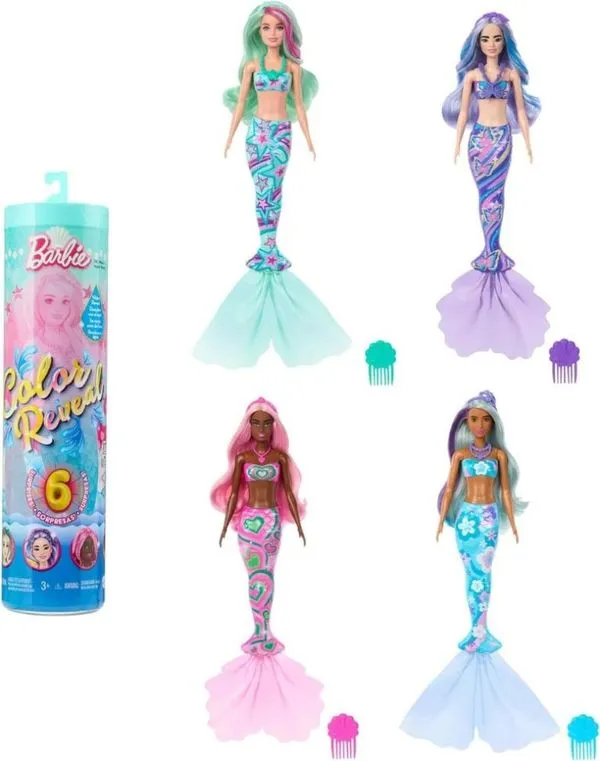 Boneca Barbie Color Reveal 2024 Sereia Surpresa Mattel HTH45