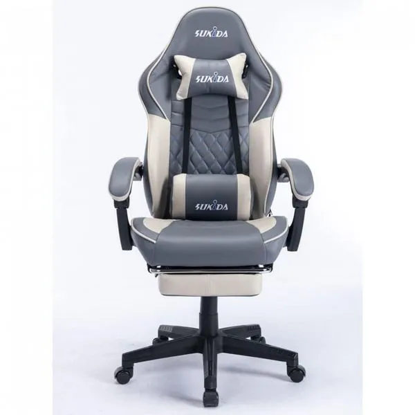 Cadeira Gamer Ergonômica com Apoio para Lombar e Cabeça, SUKIDA, Azul