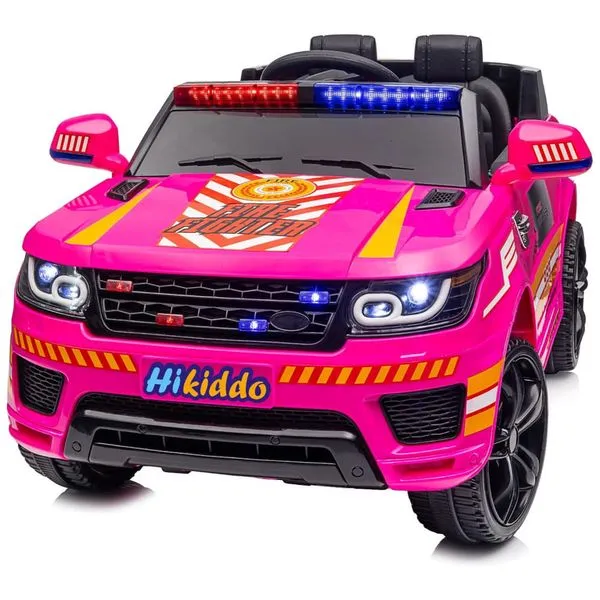 Carro Elétrico Infantil Policial com Controle Remoto, Velocidade Máxima de 8 km/h e Música Bluetooth para Crianças de 3 a 5 Anos, 24V 400W, Hikiddo, 110v