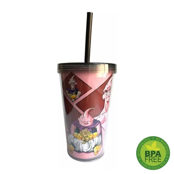 Copo com Tampa e Canudo 450 ml Dragon Ball Z - Majin Boo