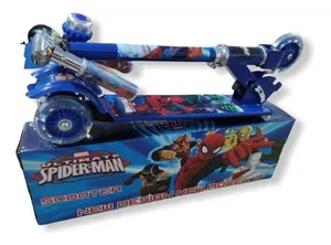 Patinete Infantil Metal Homem Aranha 3 Rodas C/ Led - Buzina