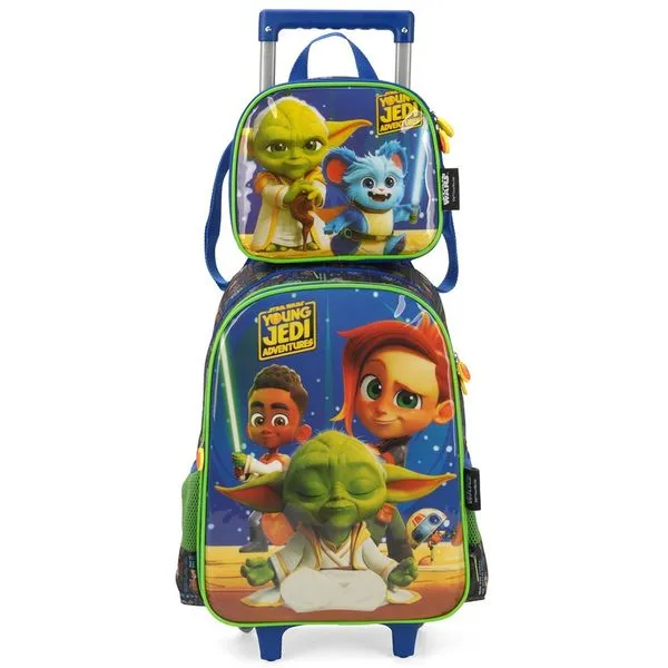 Kit Mochila de Rodinhas e Lancheira Luxcel Star Wars Verde Único