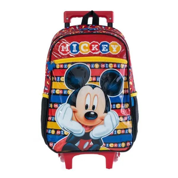 Mochila Escolar Masculina de Rodinhas Mickey Vermelha U / Vermelho