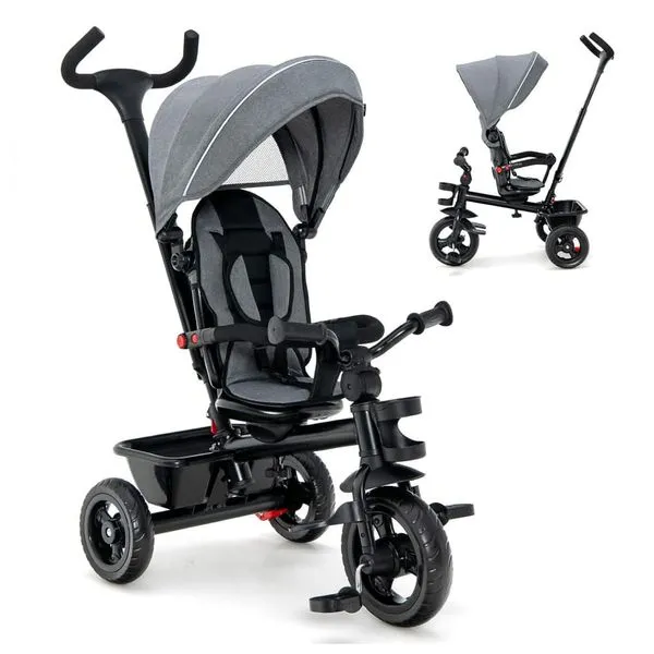 Triciclo Infantil para Passeio com Assento Ajustável 5 Estágios, Idade Recomendada 1 a 5 Anos, HONEY JOY, Azul 110v