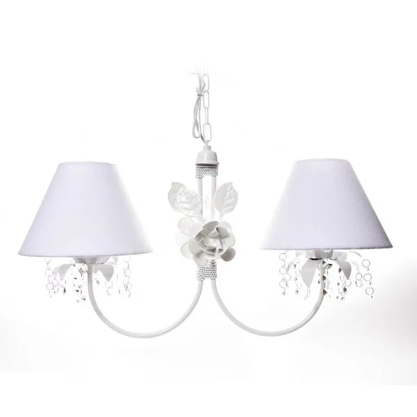 Lustre 2L Primavera Cristais 2 Flores G Branca