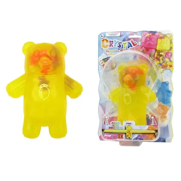 Boneco Stretchapalz Crystal Gummy Bear Fino Amarelo Estica Até 3x Anti Stress