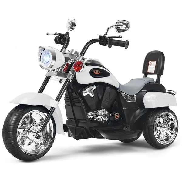 Moto Elétrica 1 Assento 12V, com Luzes de LED, Branca, COSTZON, Branco 110v