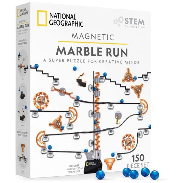 National Geographic Conjunto de Construção STEM de 150 Peças com Pista Magnética para Crianças e Adultos - Labirinto de Mármore,Blue Marble