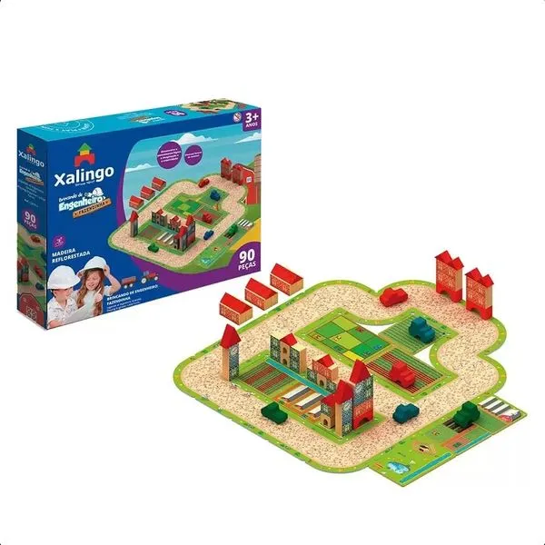 Brincando de Engenheiro Fazendinha 90 peças Xalingo