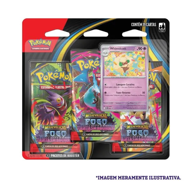 Blister Triplo Pokémon Whimsicott ME02 fogo Fantasmagórico - Copag
