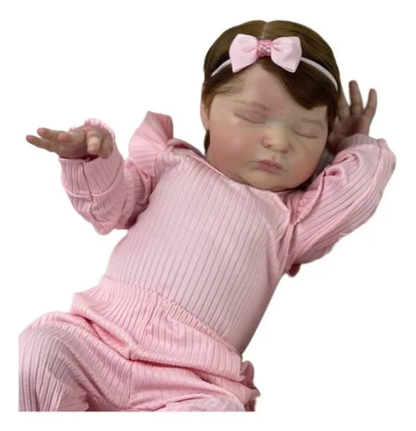 Bebê Reborn Menina Dormindo Menina Silicone Laura