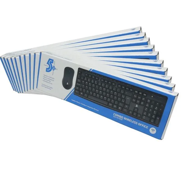 Combo 10x KIT Teclado + Mouse Sem Fio 5+ Office 015-0079 Cor Preto
