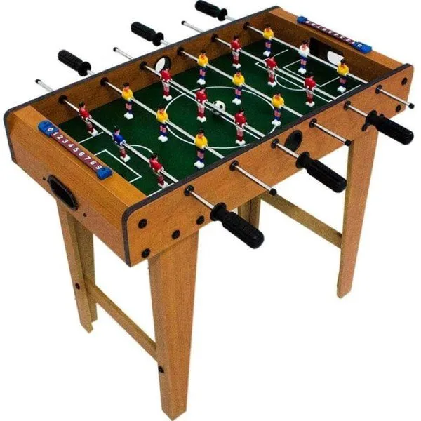 Mini Mesa Pebolim Infantil MDF Com Pés 18 Jogadores 69x62x37