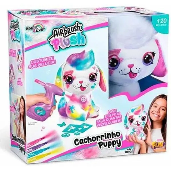 PELUCIA CACHORRINHO PUPPY PARA PINTAR AIRBRUSH - FUN