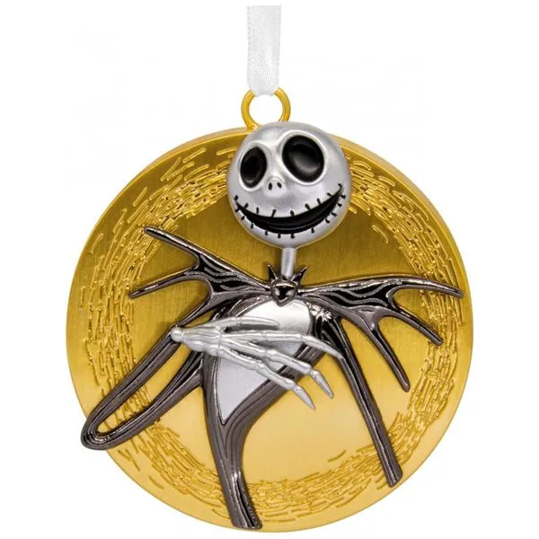 Enfeite de Natal Hallmark Disney Tim Burton's The Nightmare Before Christmas Jack Skellington na Lua, em Metal Dourado, 6,4 x 6,4 x 1,3cm