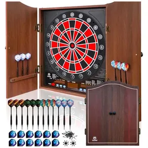 Jogo de Dardos Eletrônico, 12 Dardos, 34 Modos de Jogo e 355 Variações de Pontuação com Gabinete de Madeira Maciça para até 8 Jogadores, WIN.