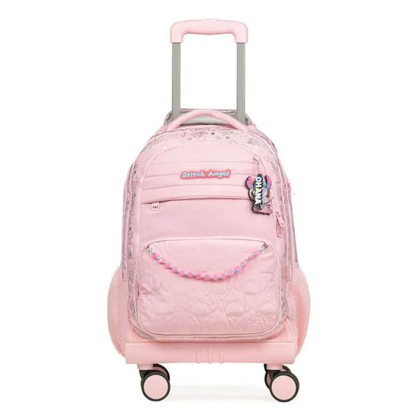 Mochila de 4 Rodinhas Feminina Stitch & Angel Rosa Claro U / Rosa claro