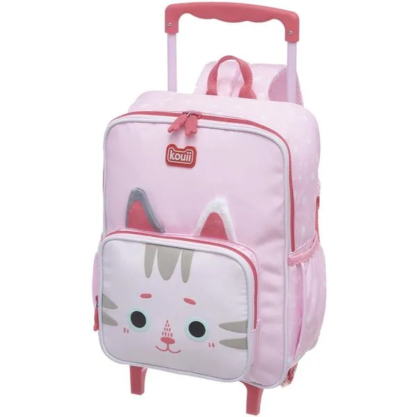 Kit Mochila Carrinho Lancheira Kouii Pacific Filhotiis Gato Único