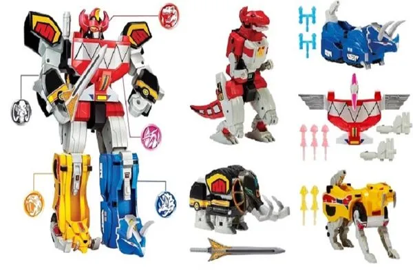 Power Rangers Dino Re-Ignition Megazord Desmontavel - Kit Com 5 DinoZords – 2 Combinações - Playmates Toys