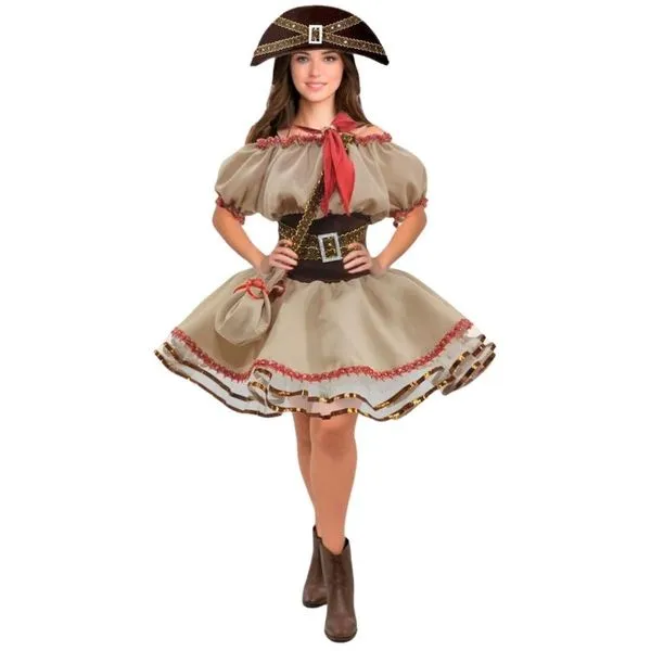 Roupa Maria Bonita fantasia de Cangaceira Adulta Feminina pra Festa Junina pp / Marrom
