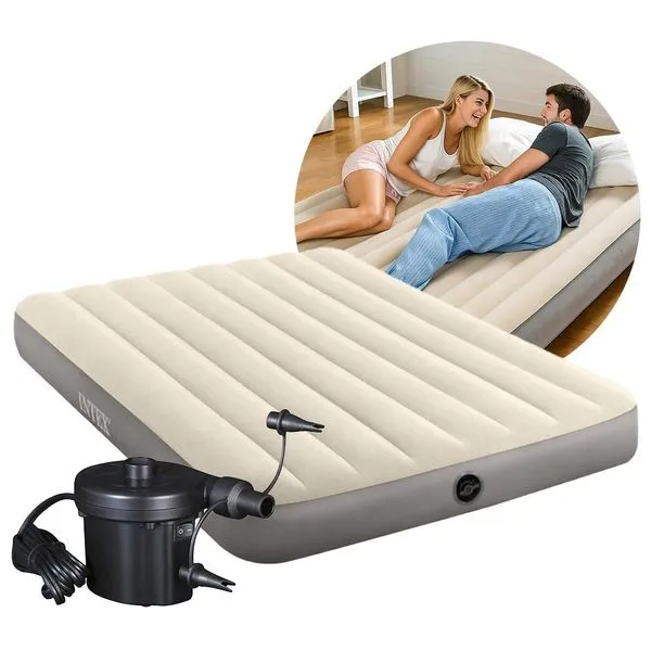 Colchão Casal Inflável Dura Beam Fiber Tech 272kg Standard com Bomba Elétrica 220v Intex
