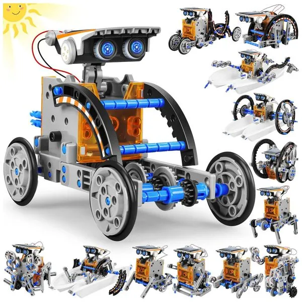 Robô Educacional STEM 13-EM-1 Movido A Energia Solar Para Crianças De 8 A 12 Anos, Kit Científico DIY Para Experimentos Robóticos.
