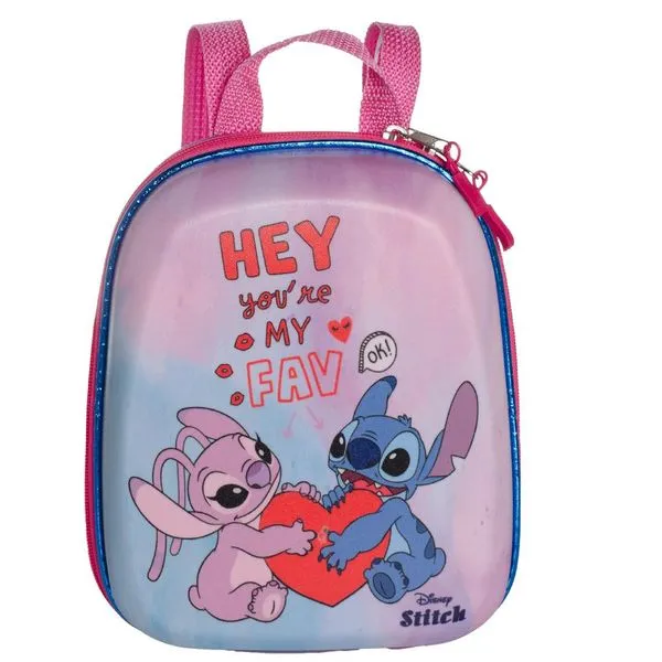 Mochila Pequena Maxtoy Stitch e Angel Rosa e Azul Único