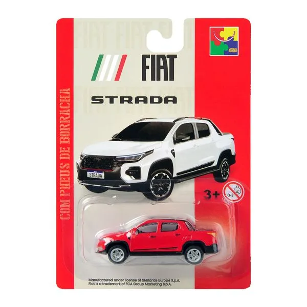 Carro Miniatura CKS Fiat Strada Vermelha Pneus de Borracha