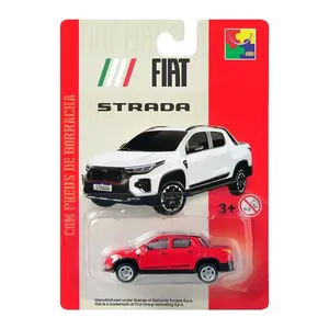Carro Miniatura CKS Fiat Strada Vermelha Pneus de Borracha