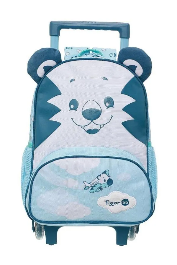 Mochila de Rodinhas Tigor T Tigre Com Alças Happy Pilot Azul Único