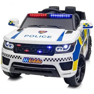 Carro Elétrico Infantil de Polícia com Controle Remoto, 3 Velocidades, Cintos de Segurança Ajustáveis, Sirenes, Alto-Falantes e Luzes Piscantes, 24V, 110v