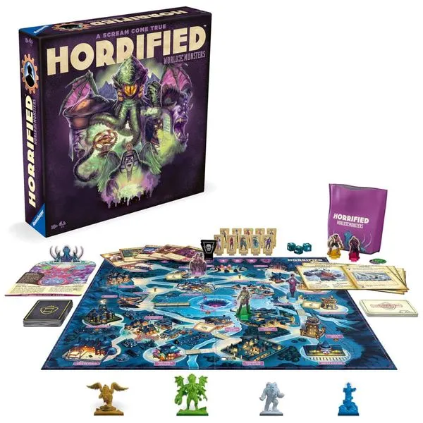 Jogo de Tabuleiro Estratégico Cooperativo Ravensburger Horrified World of Monsters para Maiores de 10 Anos