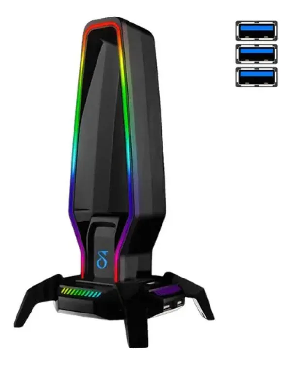 Headset Gamer Suporte Fone de Ouvido Rgb Hub 3.0 Usb