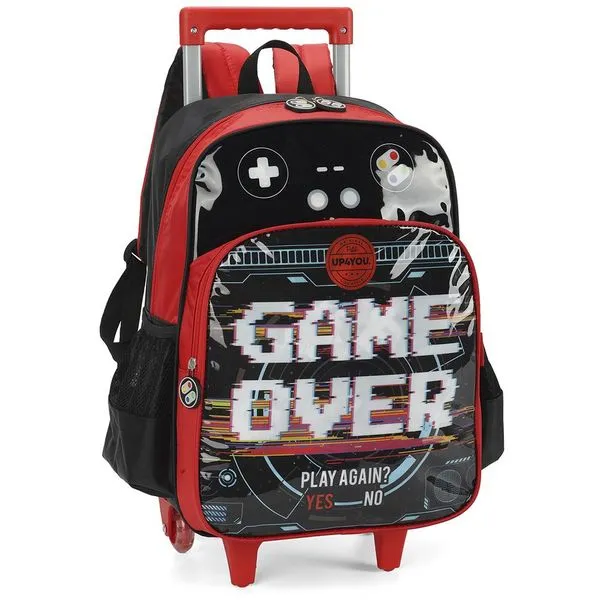 Mochila Rodinhas Com Alça Luxcel UP4YOU Game Over Vermelho Único