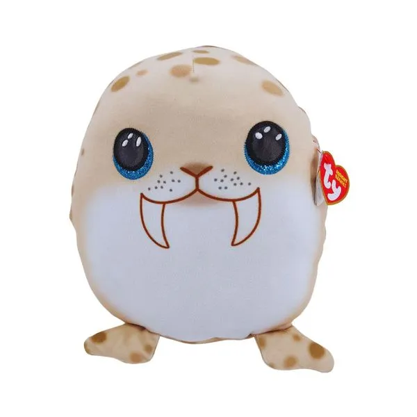 Pelúcia Ty Squishy Beanies Morsa Toofers 21cm Marrom Claro, macio e divertido! Ideal para o quarto, decorar e presentear com carinho