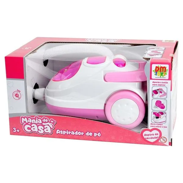 Aspirador de Pó de Brinquedo Mania de Casa com Luz e Som DM Toys DMT6673