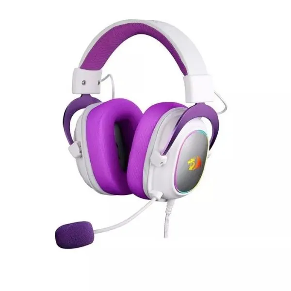 Fone de Ouvido Gamer Redragon 7.1 Zeus X H510wp Rgb Cor Branco Roxo