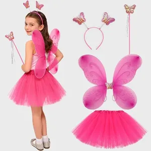 Fantasia Carnaval Criança Kit Asa Borboletinha Fada Fadinha Pink