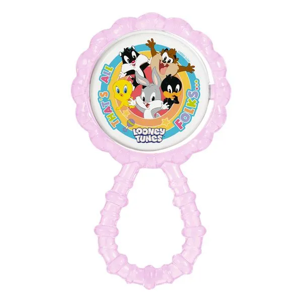 Chocalho Mordedor P/ Bebê Macio Flexível Rosa Looney Tunes BabyGo